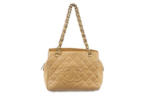 chanel petite shopping tote beige